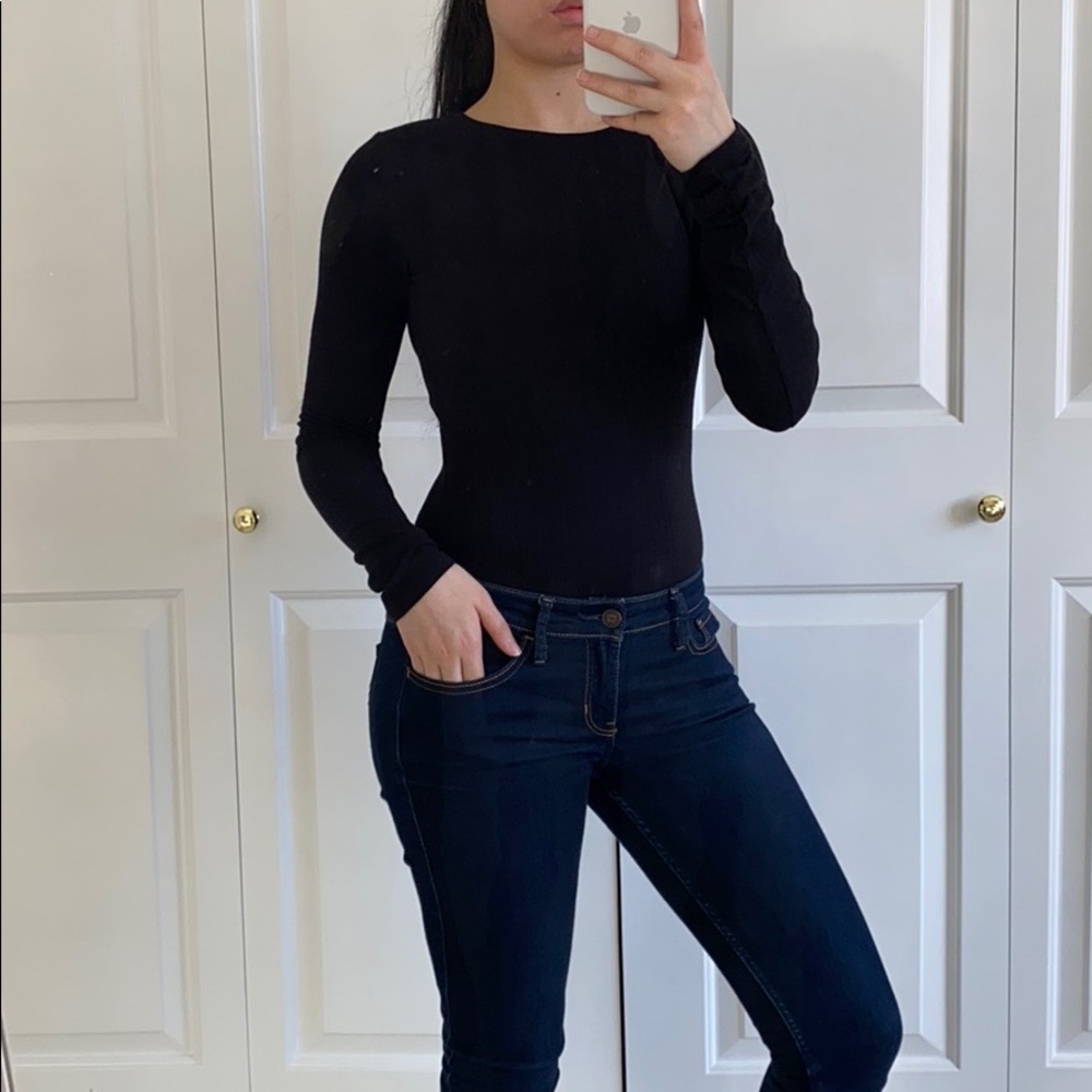 TIMELESS - Black Round Neck Ribbed Classic Basic Bodysuit - Picture 5 of 8